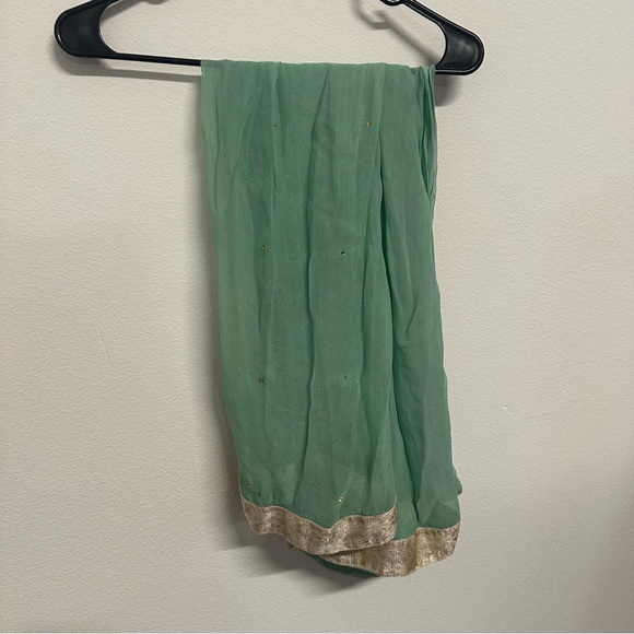 Two piece formal salwar kameez in a soft sea-green shade with intricate gold - Picture 9 of 9